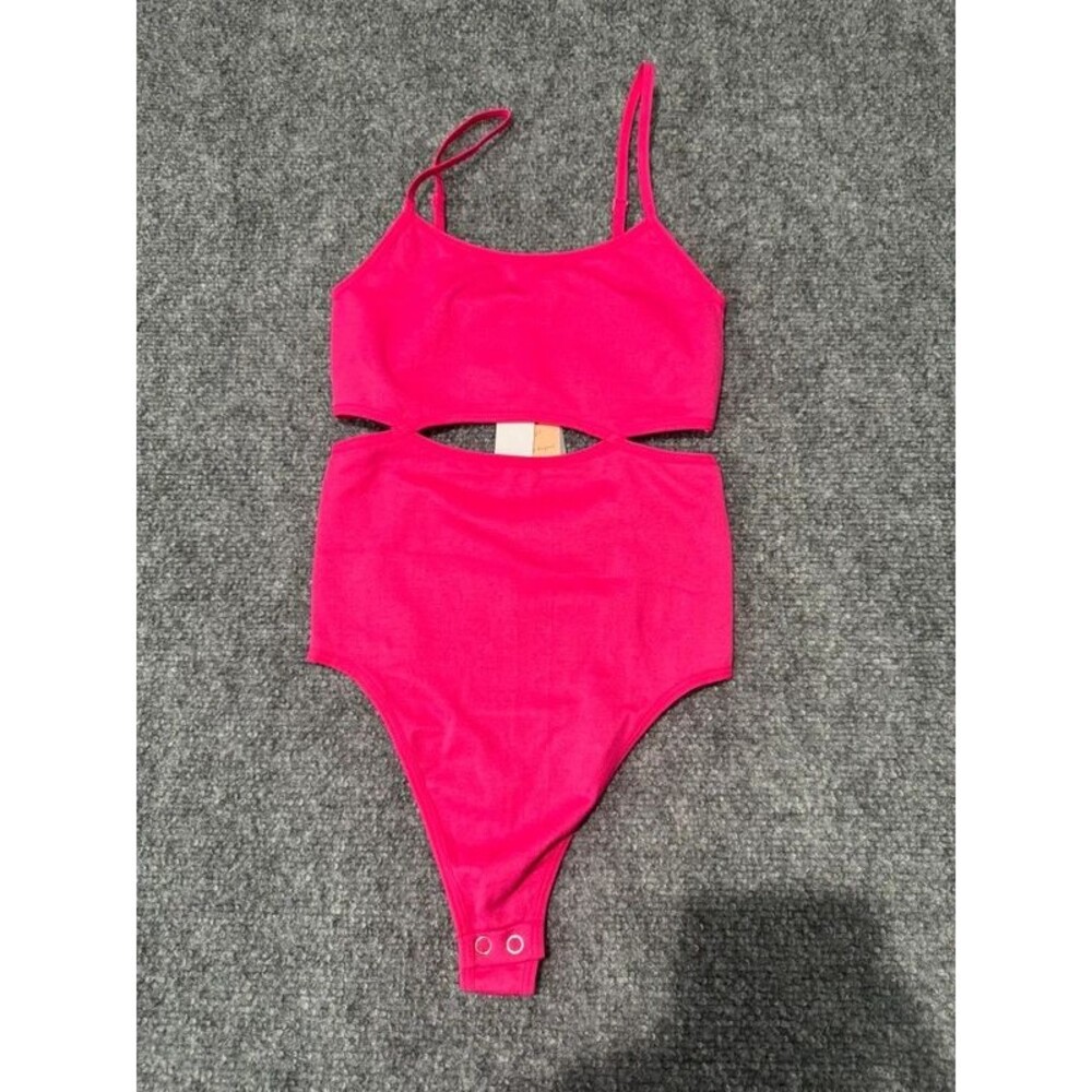 Mid Cut Out Body Suit Pink S/M